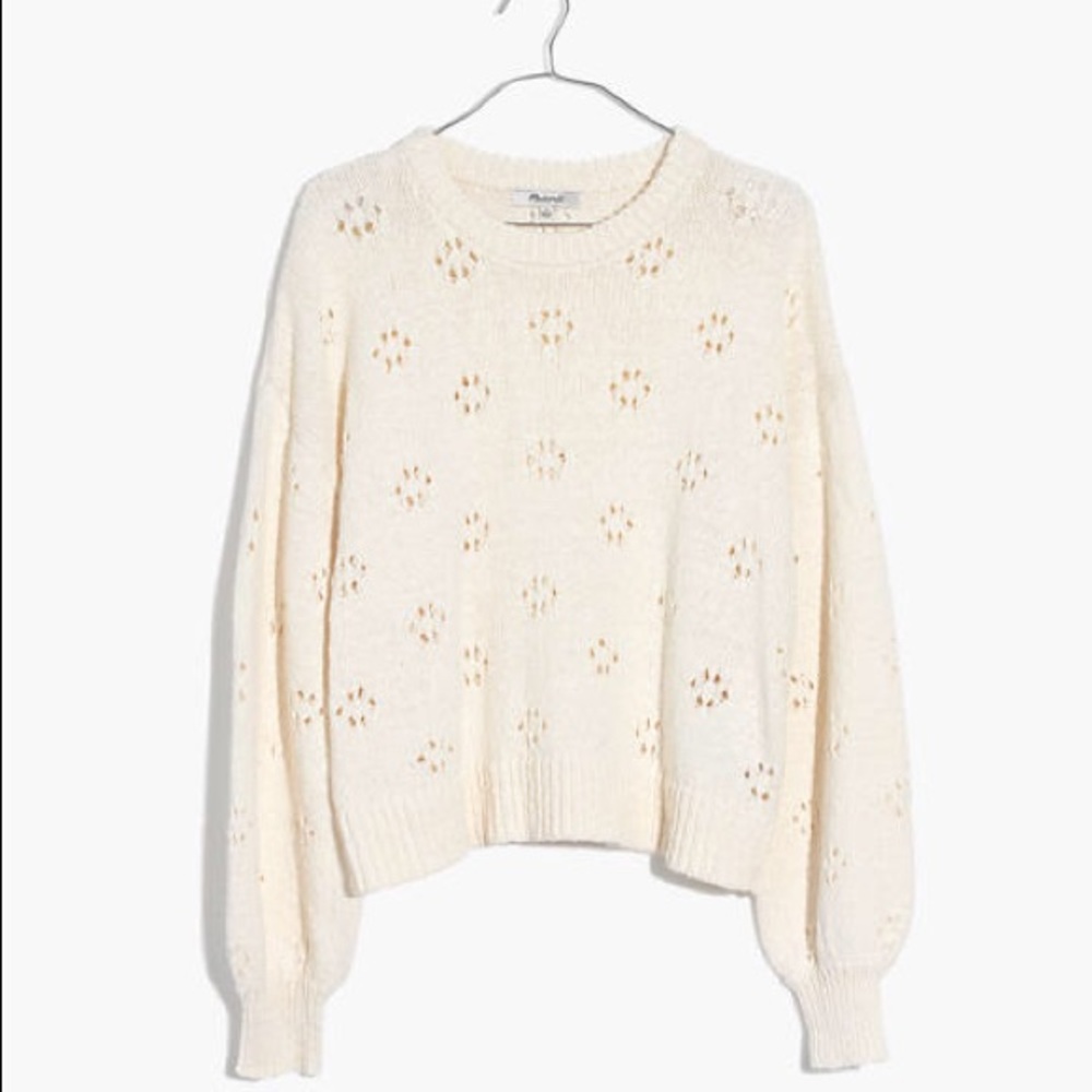 NWT Madewell Floral Pointelle Pullover Sweater